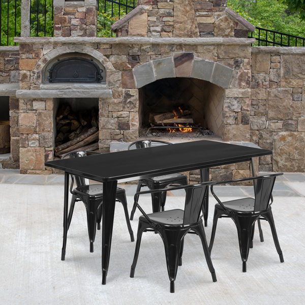Buy Table and Chair Set 31.5x63 Black Metal Table Set in  Orlando at Capital Office Furniture