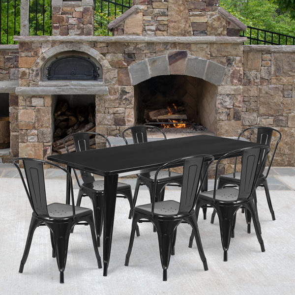 Buy Table and Chair Set 31.5x63 Black Metal Table Set near  Daytona Beach at Capital Office Furniture