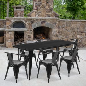 Buy Table and Chair Set 31.5x63 Black Metal Table Set near  Leesburg at Capital Office Furniture