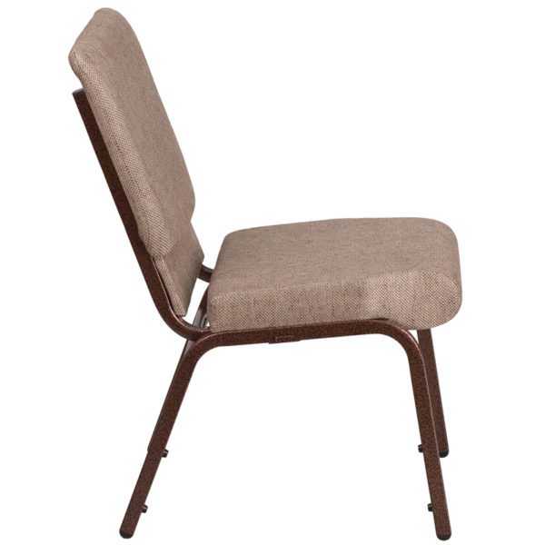 Nice HERCULES Series 18.5''W StacChurch Chair in Fabric Book Pouch on Back church stack chairs near  Winter Garden at Capital Office Furniture