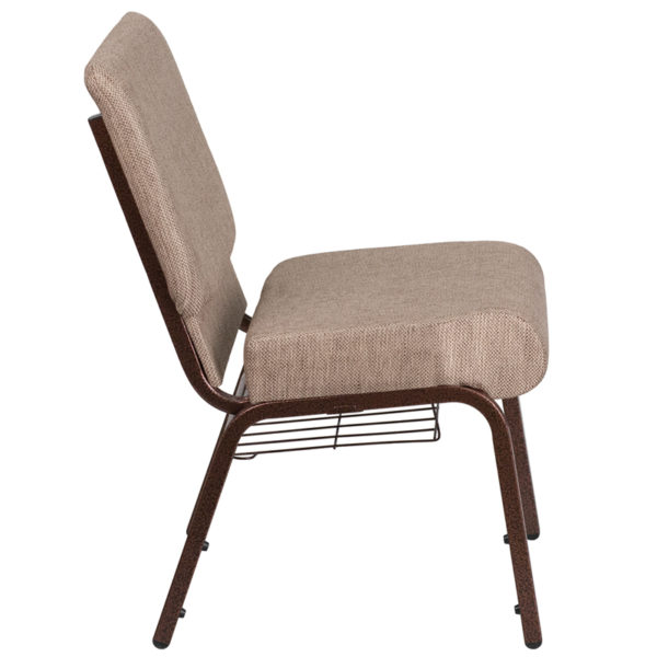 Nice HERCULES Series 21''W Church Chair in Fabric with Book Rack Book Pouch on Back church stack chairs near  Kissimmee at Capital Office Furniture