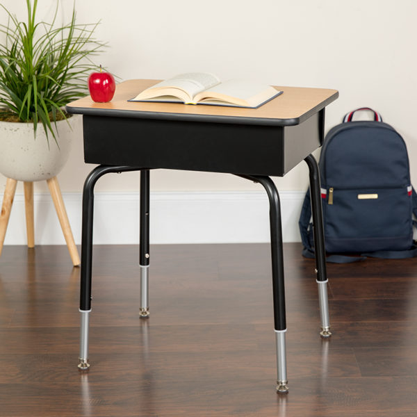 Buy Most Preferred Student Desk with Open Book Box Natural Open Front Desk near  Kissimmee at Capital Office Furniture