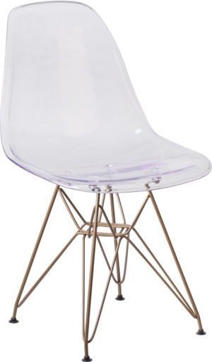 Buy Accent Side Chair Ghost Chair with Gold Base in  Orlando at Capital Office Furniture
