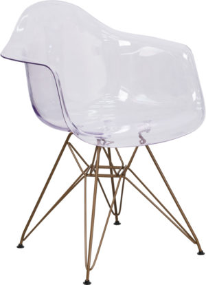 Buy Accent Side Chair Clear Side Chair w/ Gold Base near  Oviedo at Capital Office Furniture