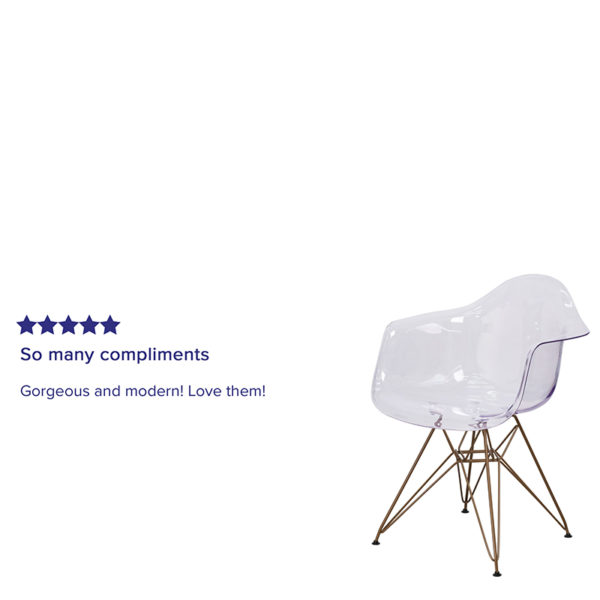 Shop for Clear Side Chair w/ Gold Basew/ Curved Arms near  Bay Lake at Capital Office Furniture