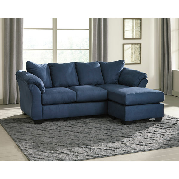 Buy Contemporary Style Blue Microfiber Sofa Chaise near  Windermere at Capital Office Furniture