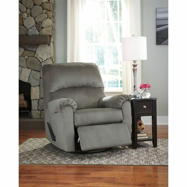 Nice Signature Design by Ashley Bronwyn Swivel Glider Recliner in Fabric Plush Pillow Back recliners near  Winter Springs at Capital Office Furniture