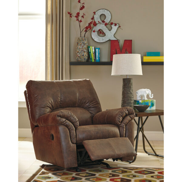 Nice Signature Design by Ashley Bladen Rocker Recliner in Faux Leather Pillow Back Cushions recliners near  Bay Lake at Capital Office Furniture