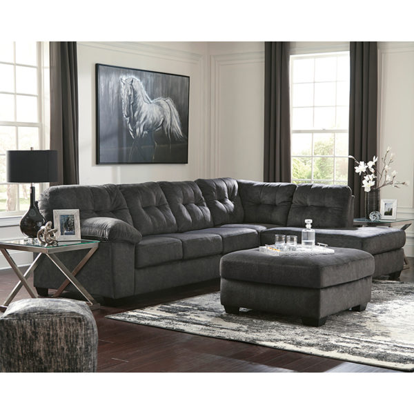 Nice Signature Design by Ashley Accrington 2-Piece Left Side Facing Sofa Sectional in Microfiber Granite Microfiber Upholstery living room furniture near  Apopka at Capital Office Furniture