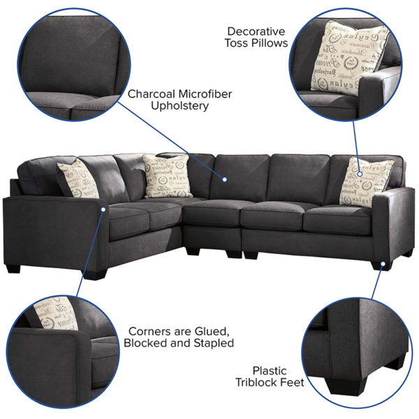 Nice Signature Design by Ashley Alenya 3-Piece Left Side Facing Sofa Sectional in Microfiber Fixed Pillow Back Cushions; Loose Seat Cushions living room furniture near  Daytona Beach at Capital Office Furniture