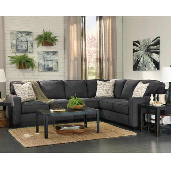 Buy Contemporary Style 3 Piece L-Shape Sectional with Toss Pillows Charcoal Microfiber Sectional near  Lake Buena Vista at Capital Office Furniture