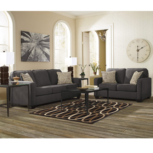 Buy Sofa and Loveseat Set Charcoal Microfiber Living Set near  Leesburg at Capital Office Furniture