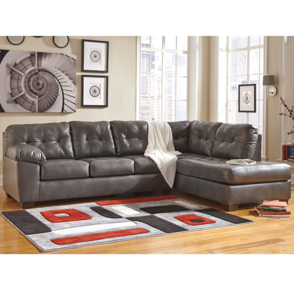 Buy Contemporary Style L-Shaped 2 Piece Sectional Gray Faux Leather L-Sectional near  Leesburg at Capital Office Furniture