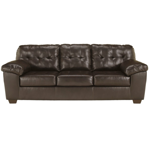 Buy Contemporary Style Sofa Chocolate Faux Leather Sofa near  Leesburg at Capital Office Furniture