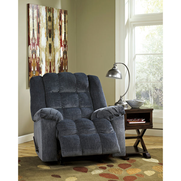 Nice Signature Design by Ashley Ludden Rocker Recliner in Twill Bustle Back Cushions recliners near  Lake Buena Vista at Capital Office Furniture