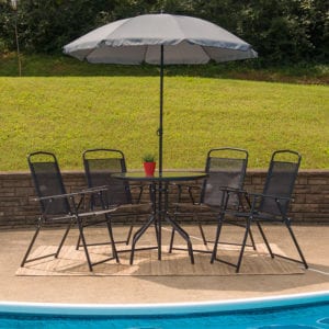 Buy Table and Chair Set 6PC Black Patio Set & Umbrella near  Bay Lake at Capital Office Furniture