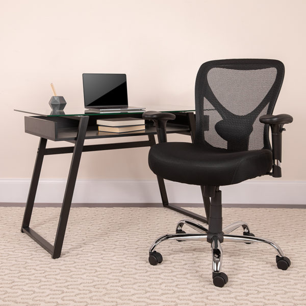 Buy Big and tall office chair with wheels and adjustable height back Black 400LB Mid-Back Chair near  Sanford at Capital Office Furniture