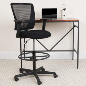 Buy Contemporary Draft Stool Black Mesh Draft Chair w/ Arms in  Orlando at Capital Office Furniture