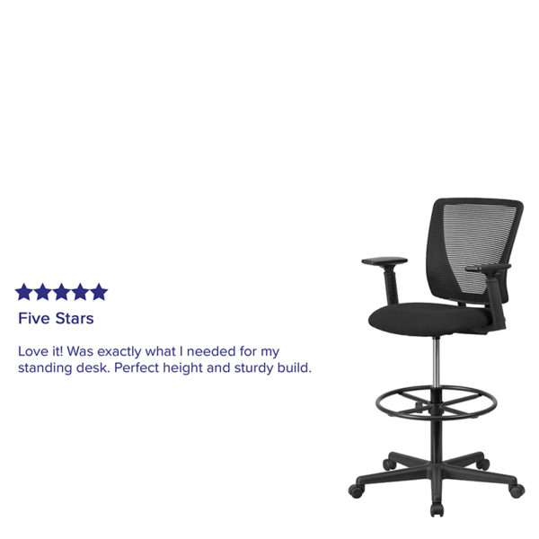 Nice Ergonomic Mid-Back Mesh Drafting Chair with Fabric Seat