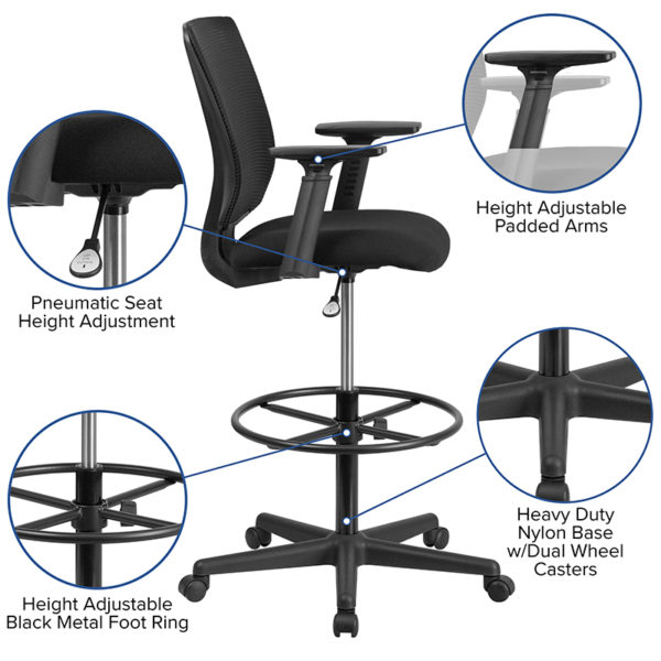 Adjustable Foot Ring and Adjustable Arms Built-In Lumbar Support office chairs in  Orlando at Capital Office Furniture