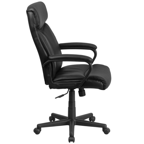 Nice High Back LeatherSoft Executive Swivel Office Chair with SMesh Accent and Arms Designer Mesh Insert on Back office chairs near  Lake Mary at Capital Office Furniture