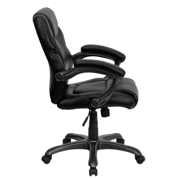 Nice Mid-Back LeatherSoft Overstuffed Swivel Task Ergonomic Office Chair with Arms Built-In Lumbar Support office chairs near  Daytona Beach at Capital Office Furniture