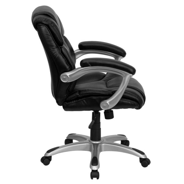 Nice Mid-Back LeatherSoft Layered Upholstered Executive Swivel Ergonomic Office Chair with Nylon Base and Arms Built-In Lumbar Support office chairs near  Saint Cloud at Capital Office Furniture