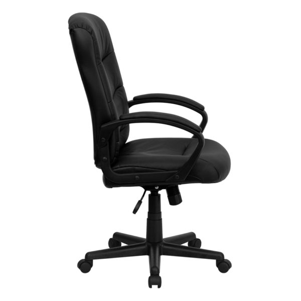 Nice Mid-Back LeatherSoft Executive Swivel Office Chair with Three Line Horizontal Stitch Back and Arms Built-In Lumbar Support office chairs near  Lake Mary at Capital Office Furniture
