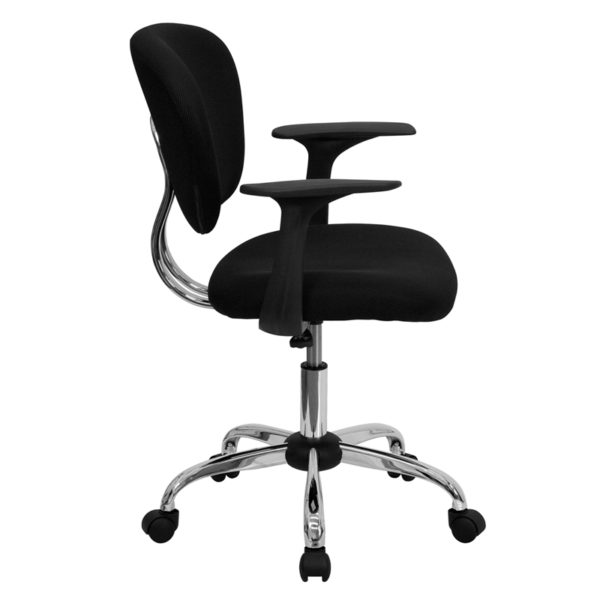 Nice Mid-Back Mesh Padded Swivel Task Office Chair with Base and Arms Padded Mesh Back and Seat office chairs near  Kissimmee at Capital Office Furniture