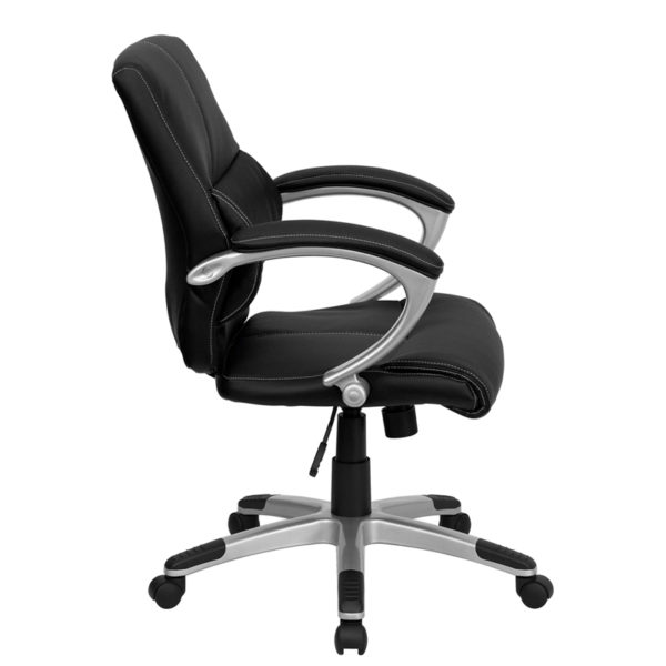 Nice Mid-Back LeatherSoft Contemporary Swivel Manager's Office Chair with Arms Built-In Lumbar Support office chairs near  Ocoee at Capital Office Furniture