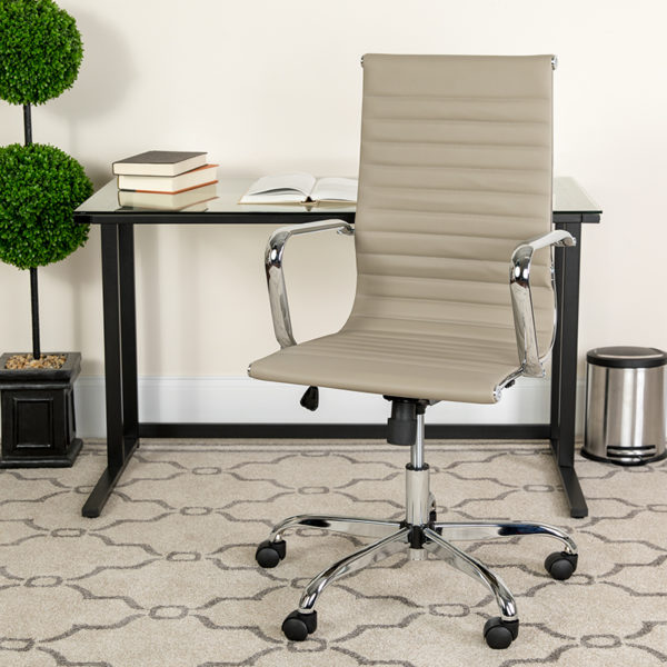 Buy Contemporary Executive Office Chair with Coat Hanger Bar on Back Tan Leather Office Chair near  Leesburg at Capital Office Furniture