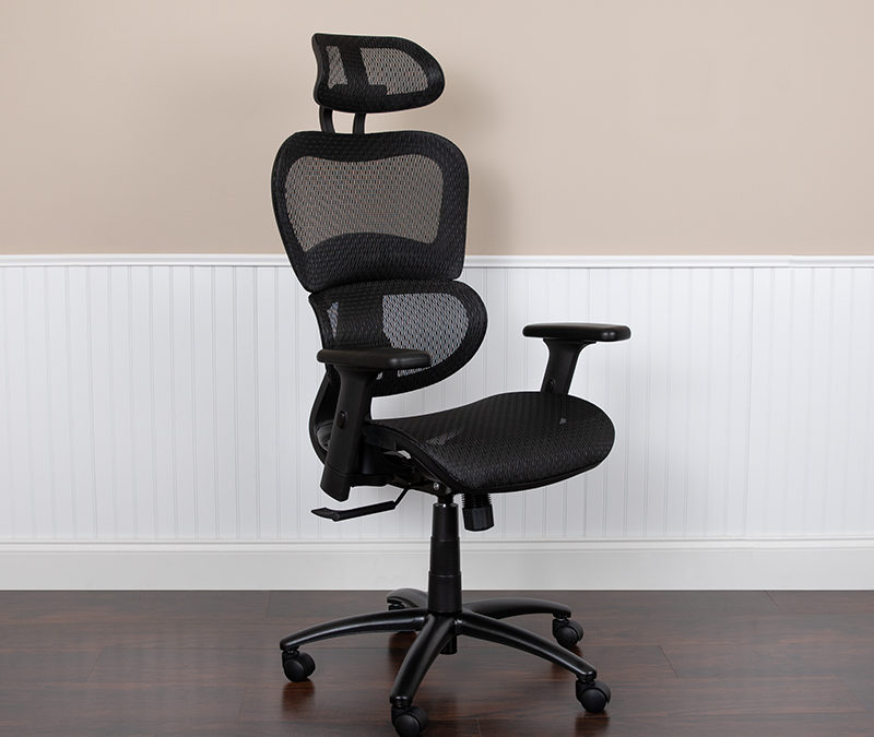 Ergonomic Mesh Office Chair with 2-to-1 Synchro-Tilt, Adjustable Headrest, Lumbar Support, and Adjustable Pivot Arms in – Orlando