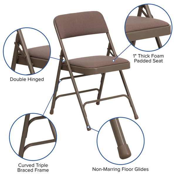 Nice HERCULES Series Curved Triple Braced & Double Hinged Fabric Metal Folding Chair 1" Thick Padded Seat with CAL 117 Foam folding chairs in  Orlando at Capital Office Furniture