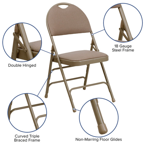 Nice HERCULES Series Ultra-Premium Triple Braced Fabric Metal Folding Chair with Easy-Carry Handle 1" Thick Padded Seat with CAL 117 Foam folding chairs near  Winter Springs at Capital Office Furniture
