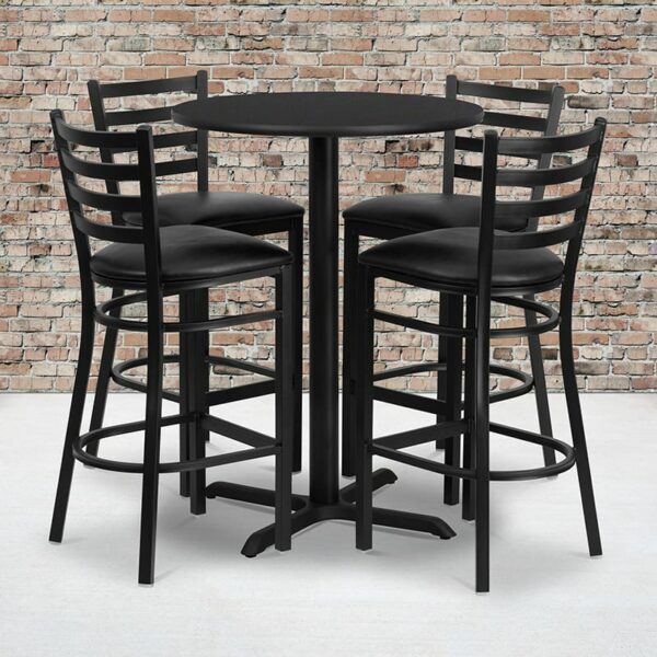 Buy Bar Height Table and Stool Set 30RD BK Bar Table-BK VYL Seat near  Leesburg at Capital Office Furniture