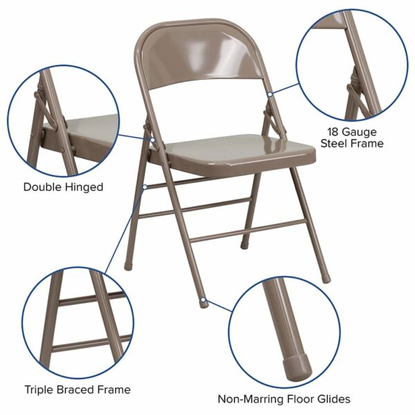 Nice HERCULES Series Triple Braced & Double Hinged Metal Folding Chair Riveted Steel Components folding chairs near  Lake Buena Vista at Capital Office Furniture