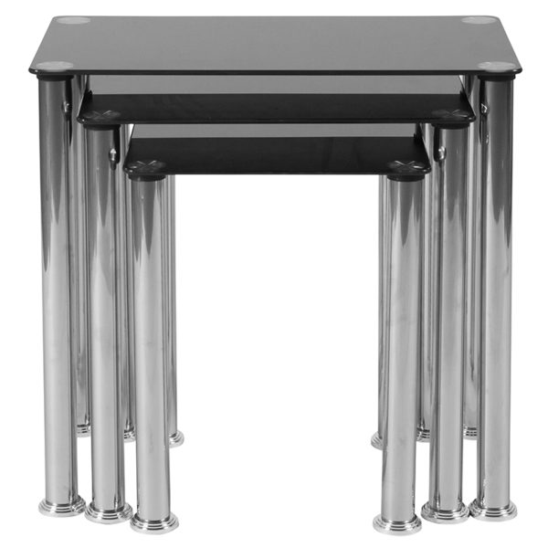 Nice Riverside Collection Glass Nesting Tables with Stainless Legs Three Nesting Tables living room furniture near  Altamonte Springs at Capital Office Furniture