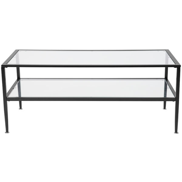 Nice Newport Collection Glass Coffee Table with Metal Frame Rectangle Top living room furniture near  Leesburg at Capital Office Furniture