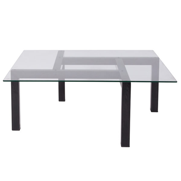 Nice Overton Collection Glass Coffee Table with Wood Grain Finish Legs Square Top living room furniture near  Winter Springs at Capital Office Furniture