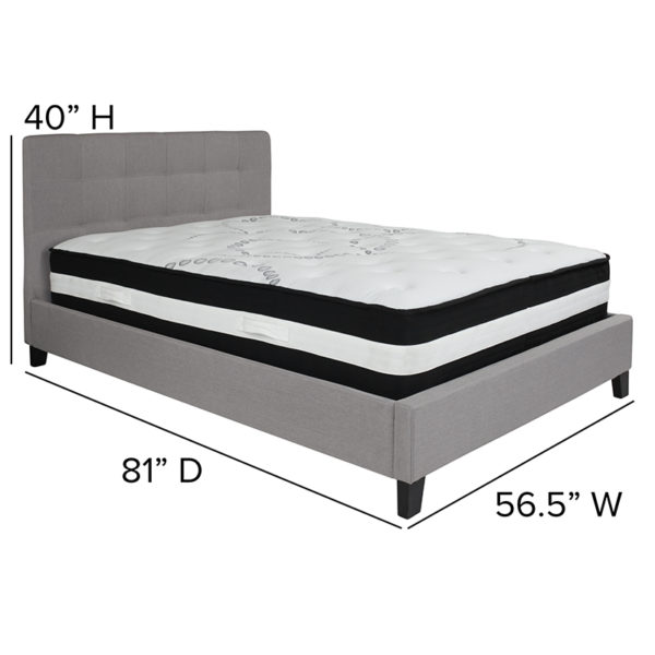 Nice Chelsea Upholstered Platform Bed in Fabric with Pocket Spring Mattress Light Gray Fabric Upholstery bedroom furniture near  Altamonte Springs at Capital Office Furniture