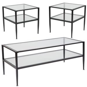 Buy Contemporary Style 3 Piece Glass Shelf Table Set near  Daytona Beach at Capital Office Furniture