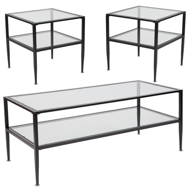 Buy Contemporary Style 3 Piece Glass Shelf Table Set near  Ocoee at Capital Office Furniture