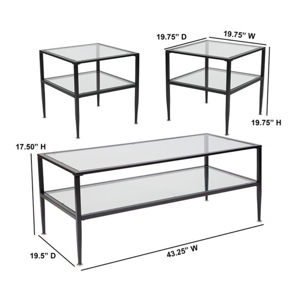 Shop for 3 Piece Glass Shelf Table Setw/ 8mm Thick Glass near  Clermont at Capital Office Furniture
