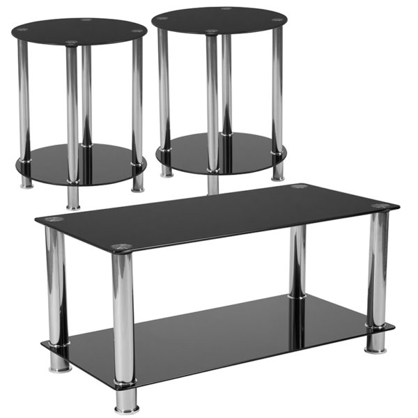 Buy Contemporary Style 3 Piece Glass Shelf Table Set near  Altamonte Springs at Capital Office Furniture