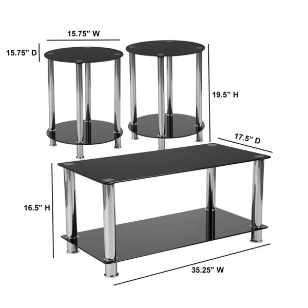 Shop for 3 Piece Glass Shelf Table Setw/ 8mm Thick Glass near  Saint Cloud at Capital Office Furniture