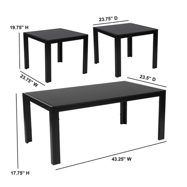 Shop for Black 3PC Glass End/Coffee Setw/ 6mm Thick Glass near  Sanford at Capital Office Furniture