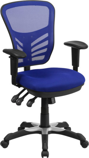 Buy Contemporary Executive Office Chair with Height Adjustable Padded Arms Blue Mid-Back Mesh Chair in  Orlando at Capital Office Furniture