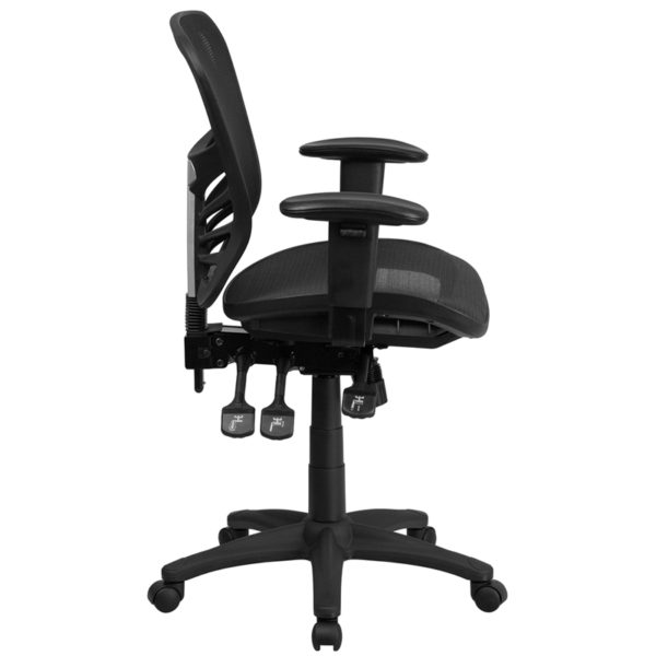 Nice Mid-Back Mesh Multifunction Executive Swivel Ergonomic Office Chair with Adjustable Arms Built-In Lumbar Support office chairs near  Sanford at Capital Office Furniture