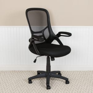 Buy Contemporary Executive Office Chair with Flip-Up Arms Black Mesh Office Chair near  Sanford at Capital Office Furniture