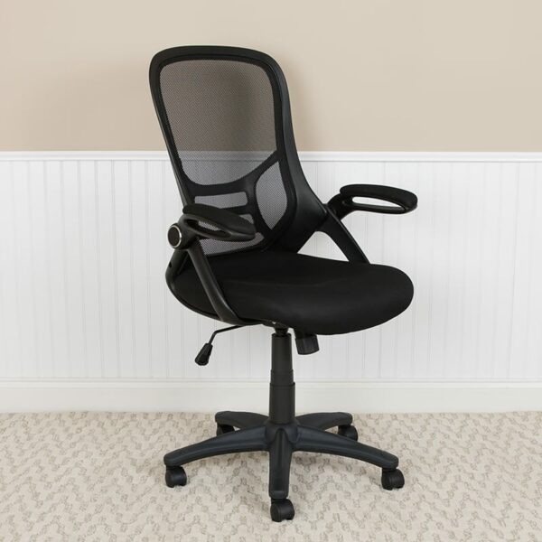 Buy Contemporary Executive Office Chair with Flip-Up Arms Black Mesh Office Chair near  Ocoee at Capital Office Furniture